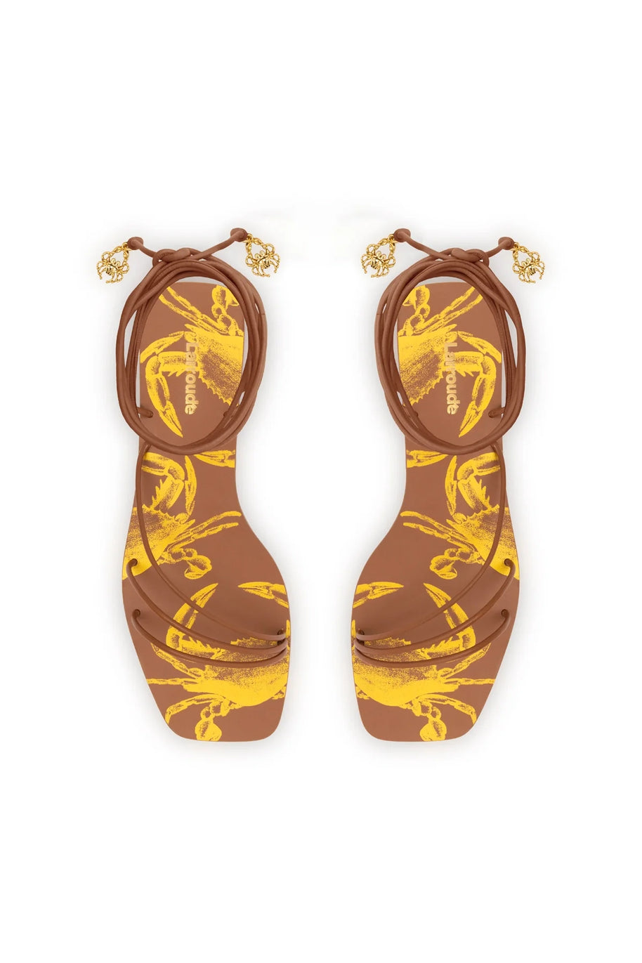 Larroude Nadia Flat Sandal In Caramel Leather