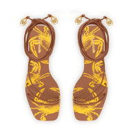 Larroude Nadia Flat Sandal In Caramel Leather
