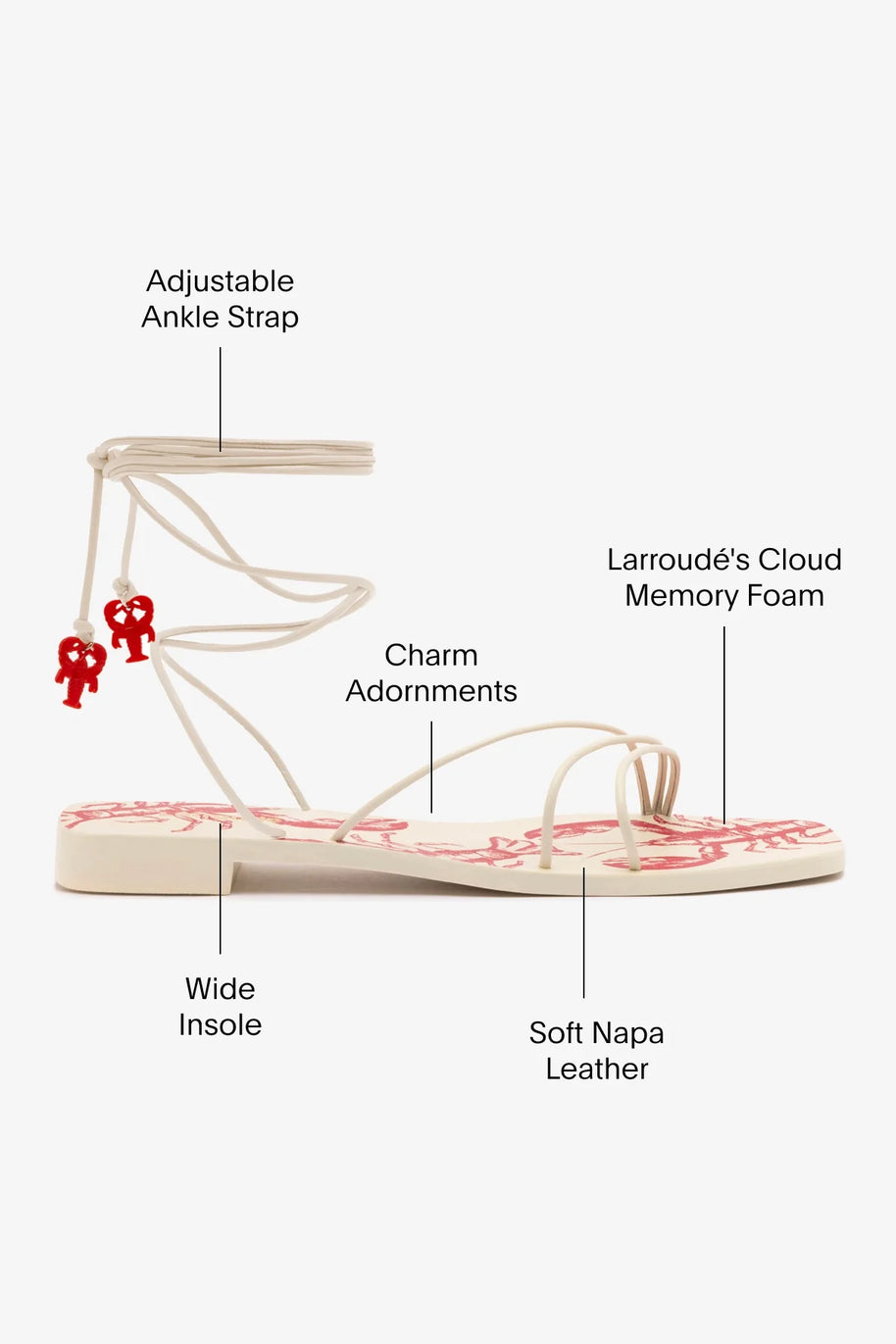Larroude Nadia Flat Sandal In Ivory Leather
