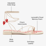 Larroude Nadia Flat Sandal In Ivory Leather