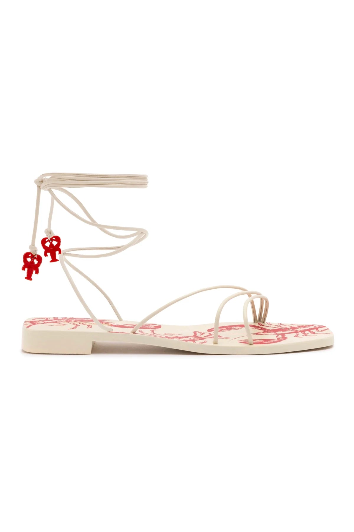 Larroude Nadia Flat Sandal In Ivory Leather