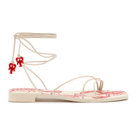 Larroude Nadia Flat Sandal In Ivory Leather