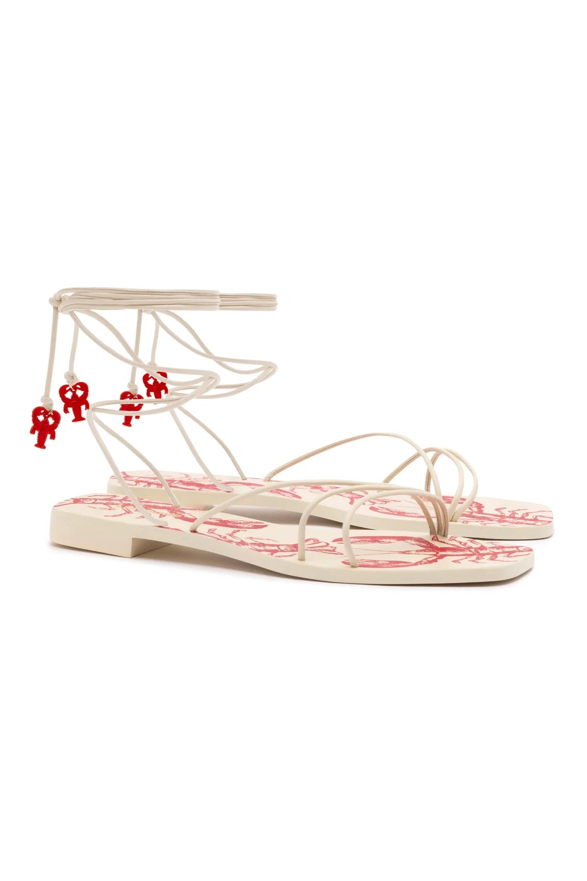 Larroude Nadia Flat Sandal In Ivory Leather