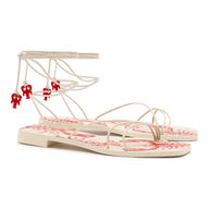 Larroude Nadia Flat Sandal In Ivory Leather