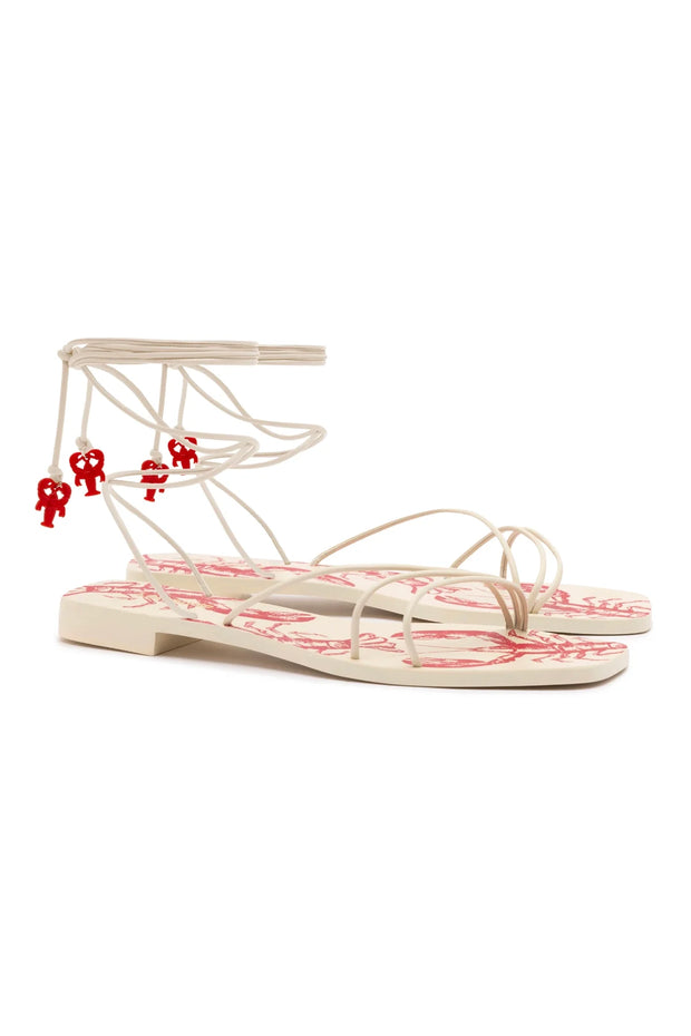 Larroude Nadia Flat Sandal In Ivory Leather