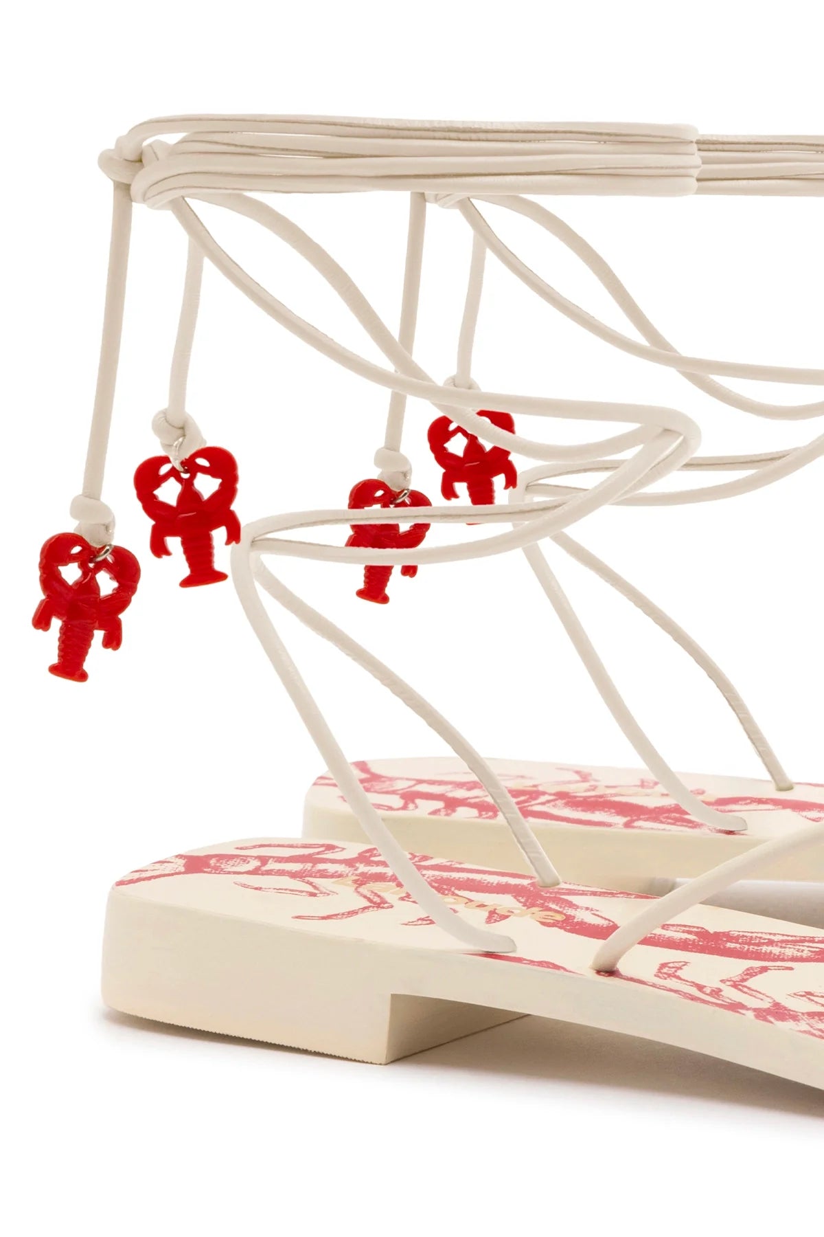 Larroude Nadia Flat Sandal In Ivory Leather