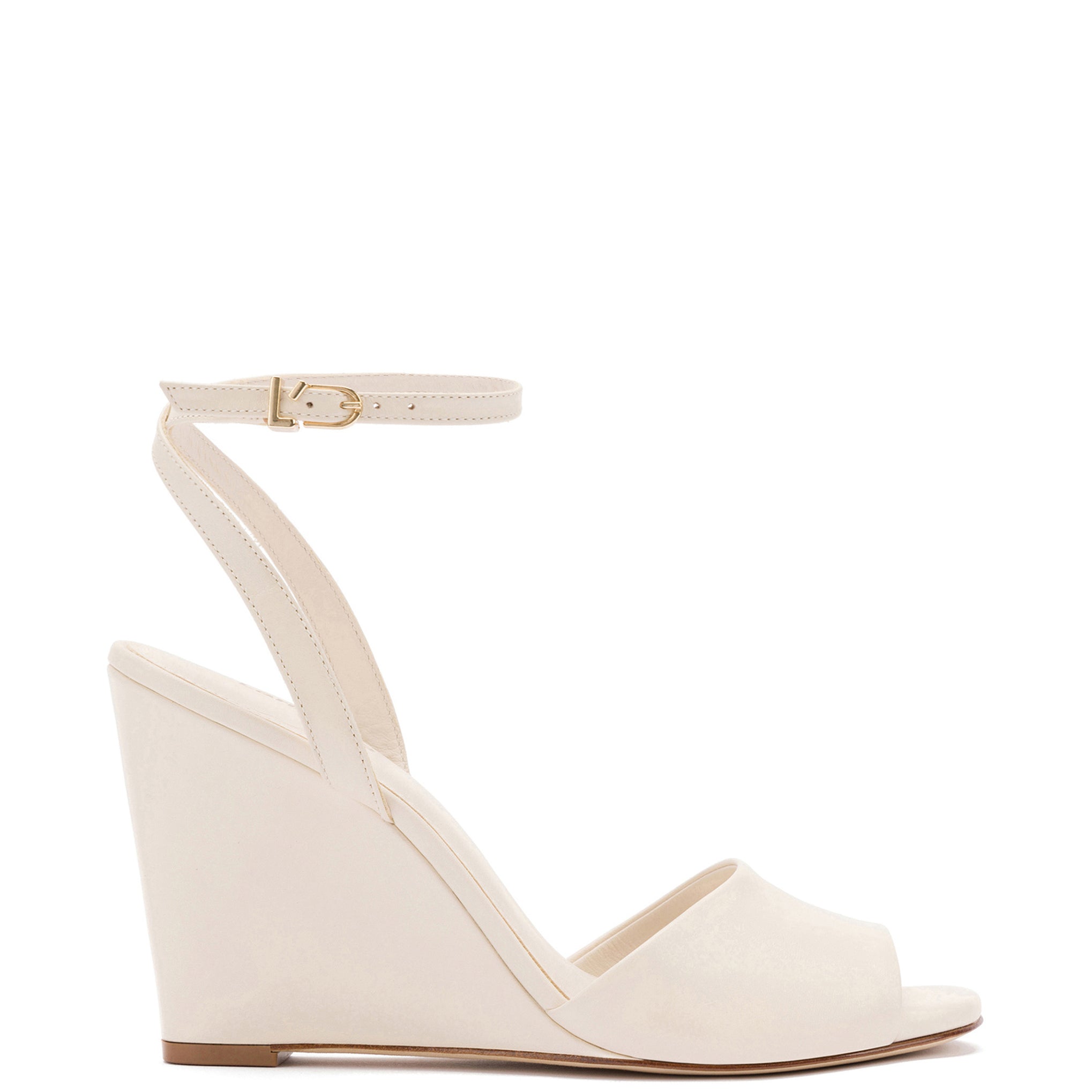 Larroude Yves Wedge In Ivory Leather