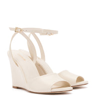 Larroude Yves Wedge In Ivory Leather