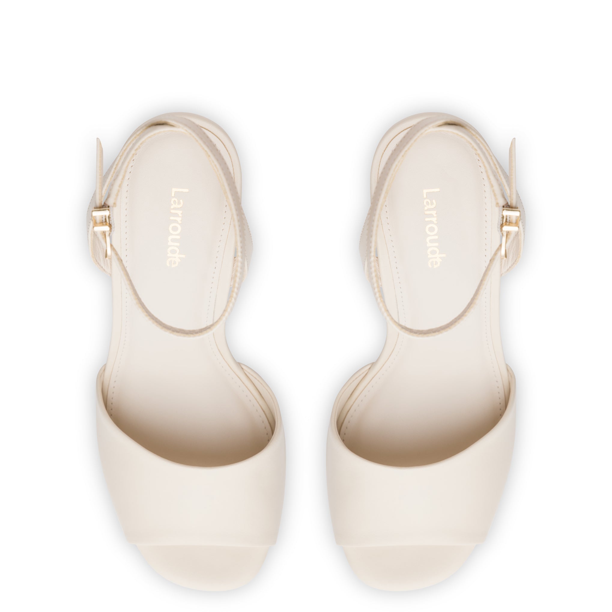 Larroude Yves Wedge In Ivory Leather