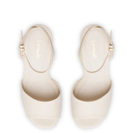 Larroude Yves Wedge In Ivory Leather