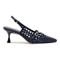 Ines Macrame Pump In Navy Leather