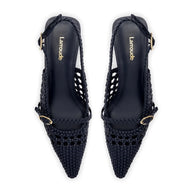 Ines Macrame Pump In Navy Leather
