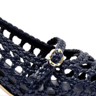 Ines Macrame Pump In Navy Leather