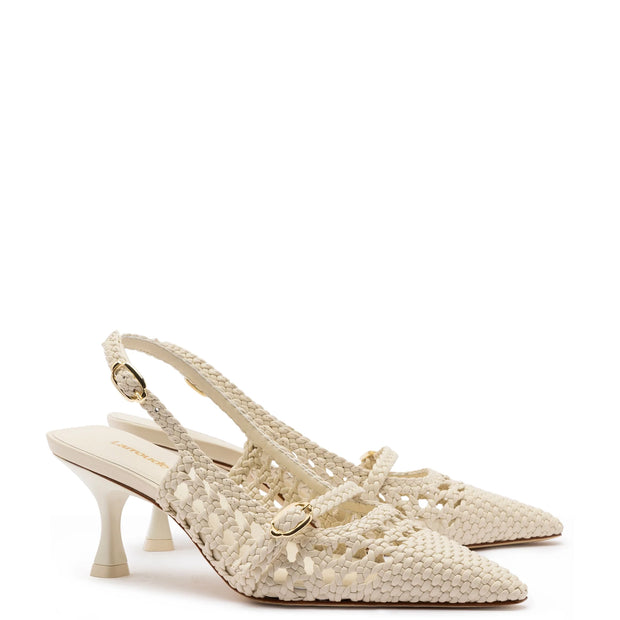 Ines Macrame Pump In Ivory Leather