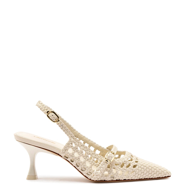 Ines Macrame Pump In Ivory Leather