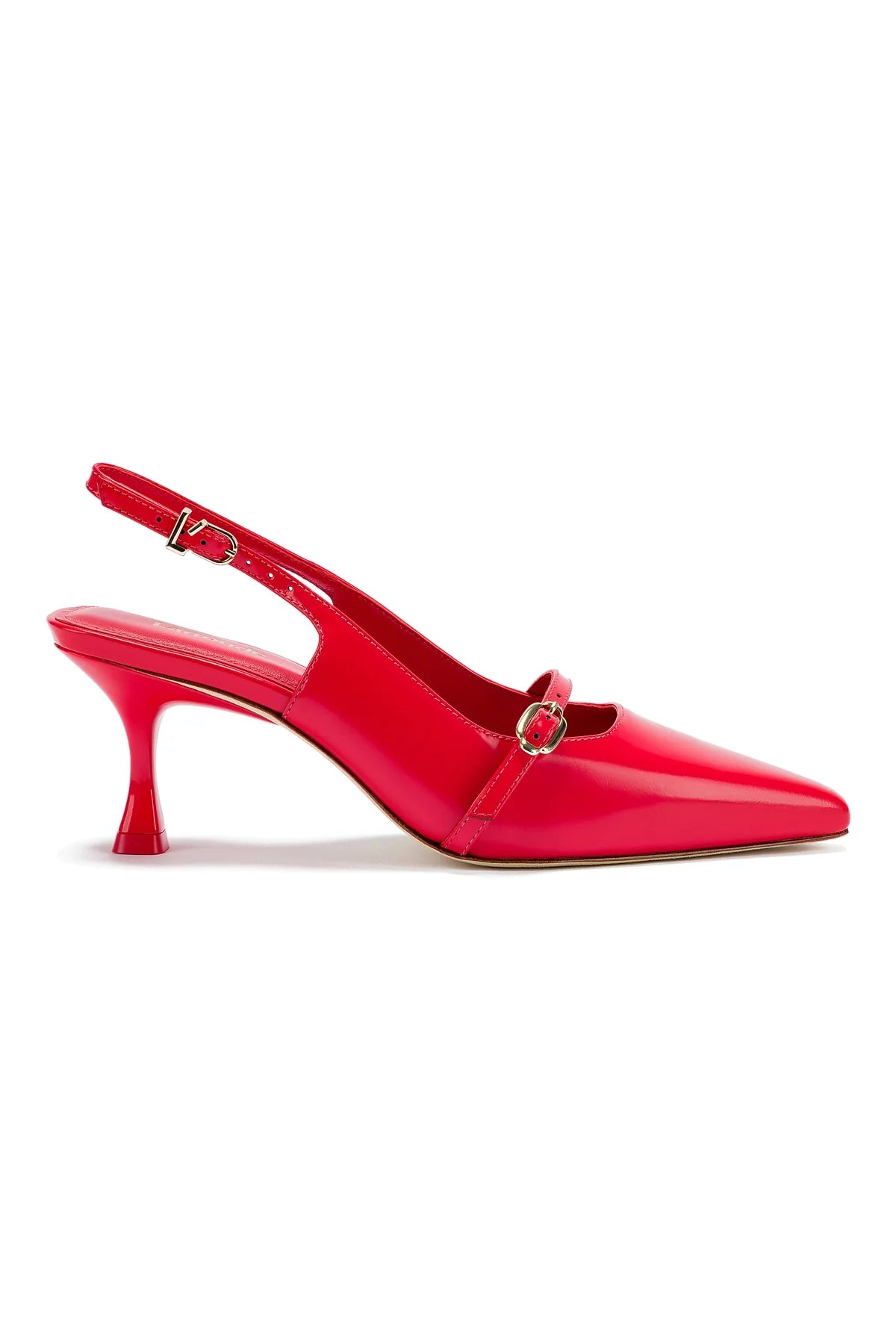 Larroude Ines Pump In Scarlet Leather