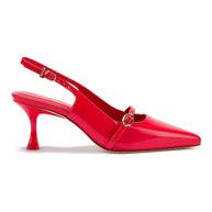 Larroude Ines Pump In Scarlet Leather