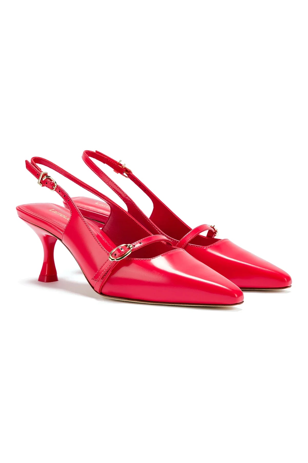Larroude Ines Pump In Scarlet Leather