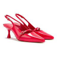 Larroude Ines Pump In Scarlet Leather