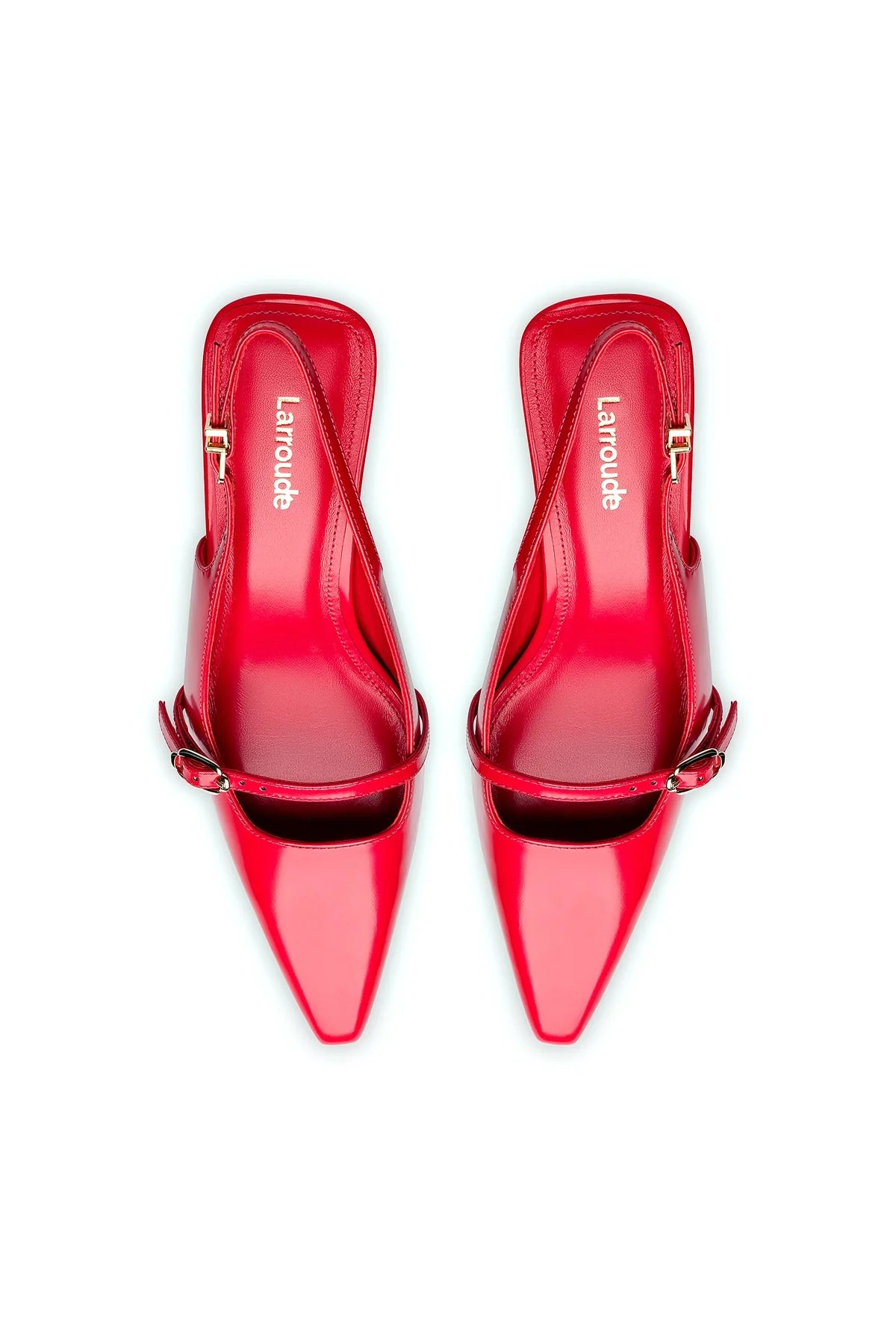 Larroude Ines Pump In Scarlet Leather