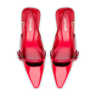 Larroude Ines Pump In Scarlet Leather