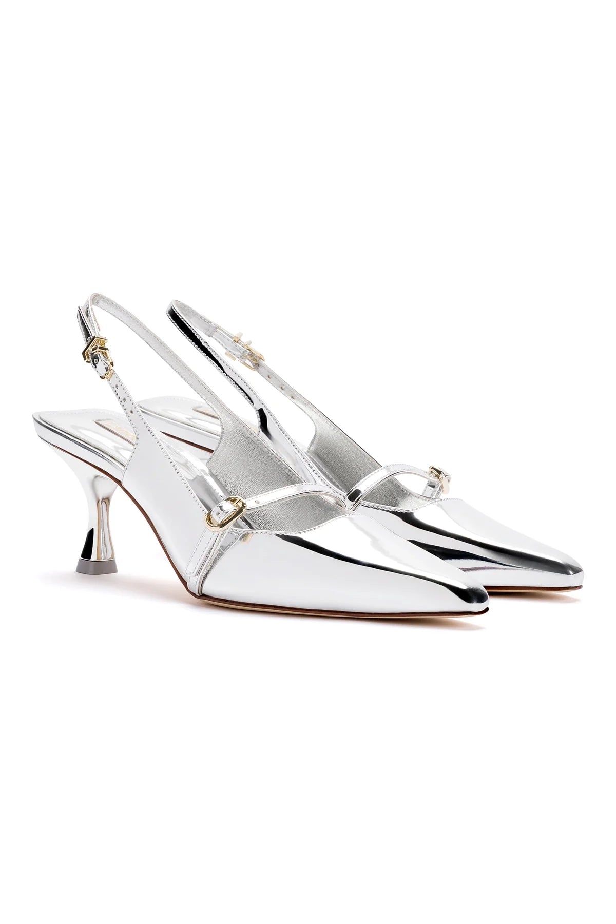 Larroude Ines Pump In Silver Specchio