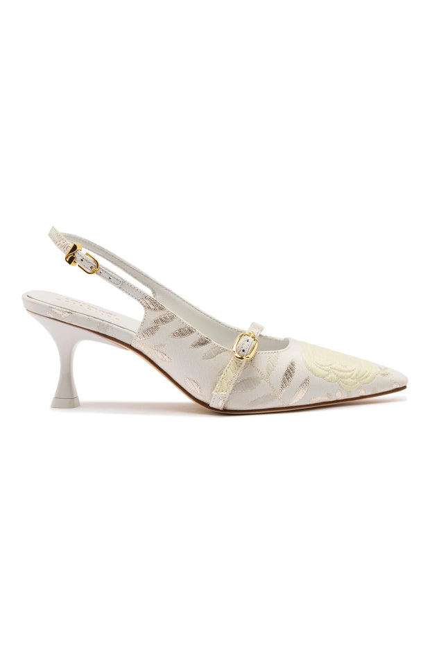 Larroudé X Markarian Ines Pump In Yvette Ivory Brocade