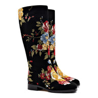 Larroudé X Markarian Flat Boot In Black Wool And Floral Embroidery