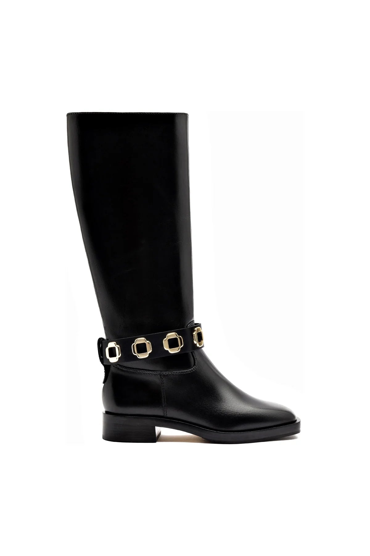 Larroude Milan Flat Boot In Black Leather