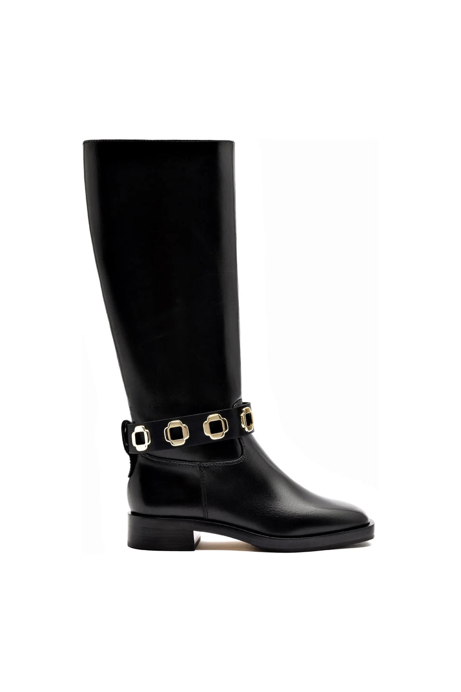 Larroude Milan Flat Boot In Black Leather