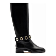 Larroude Milan Flat Boot In Black Leather