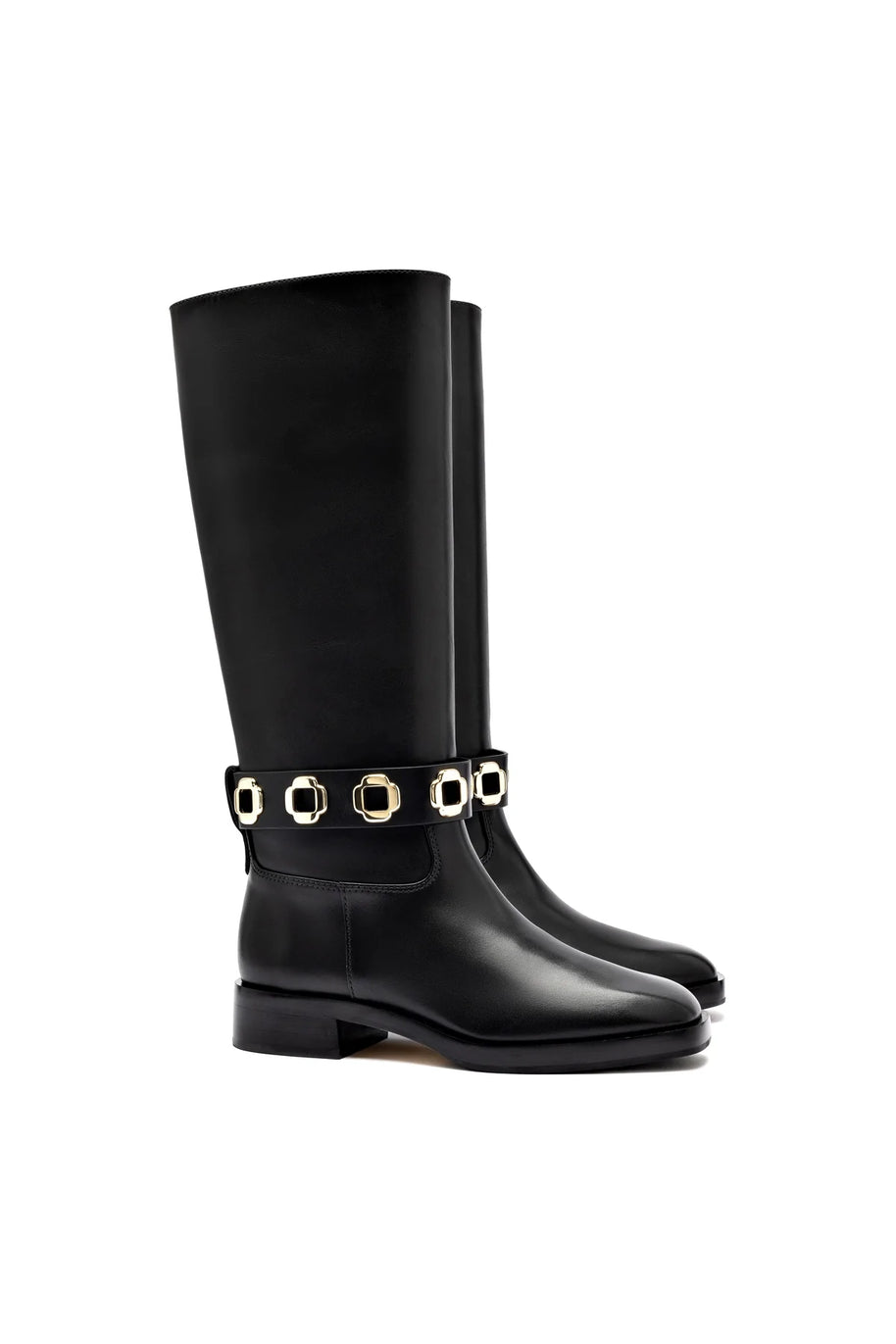 Larroude Milan Flat Boot In Black Leather