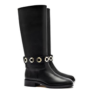 Larroude Milan Flat Boot In Black Leather