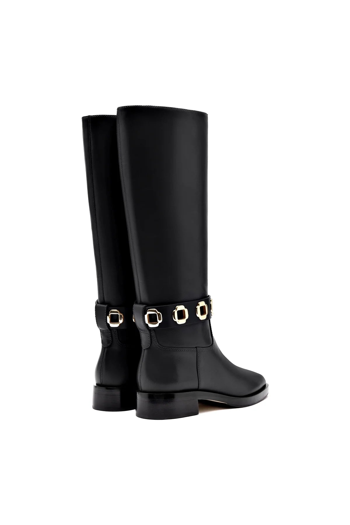Larroude Milan Flat Boot In Black Leather