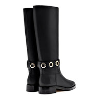 Larroude Milan Flat Boot In Black Leather