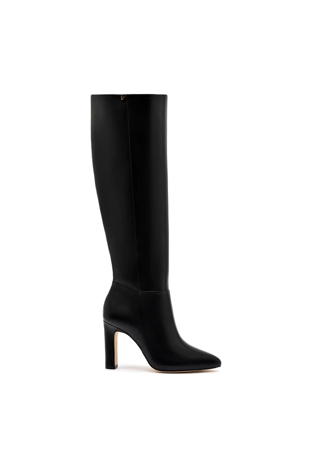 Larroude Cindy Hi Boot In Black Leather