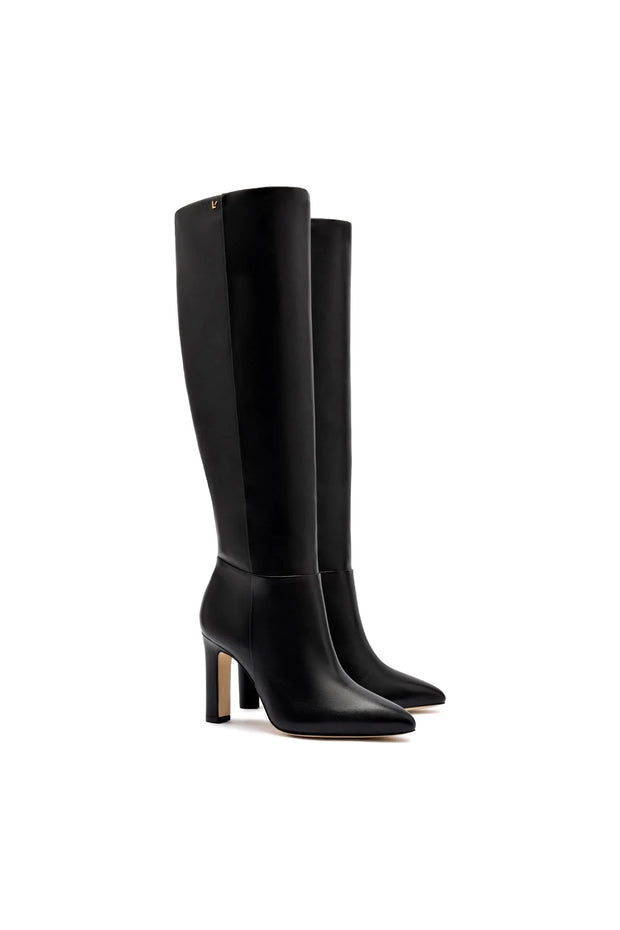 Larroude Cindy Hi Boot In Black Leather