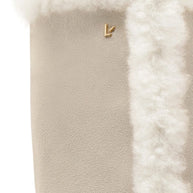 Larroude Cindy Hi Faux Fur Boot In Grey Mushroom Suede and Natural Shearling
