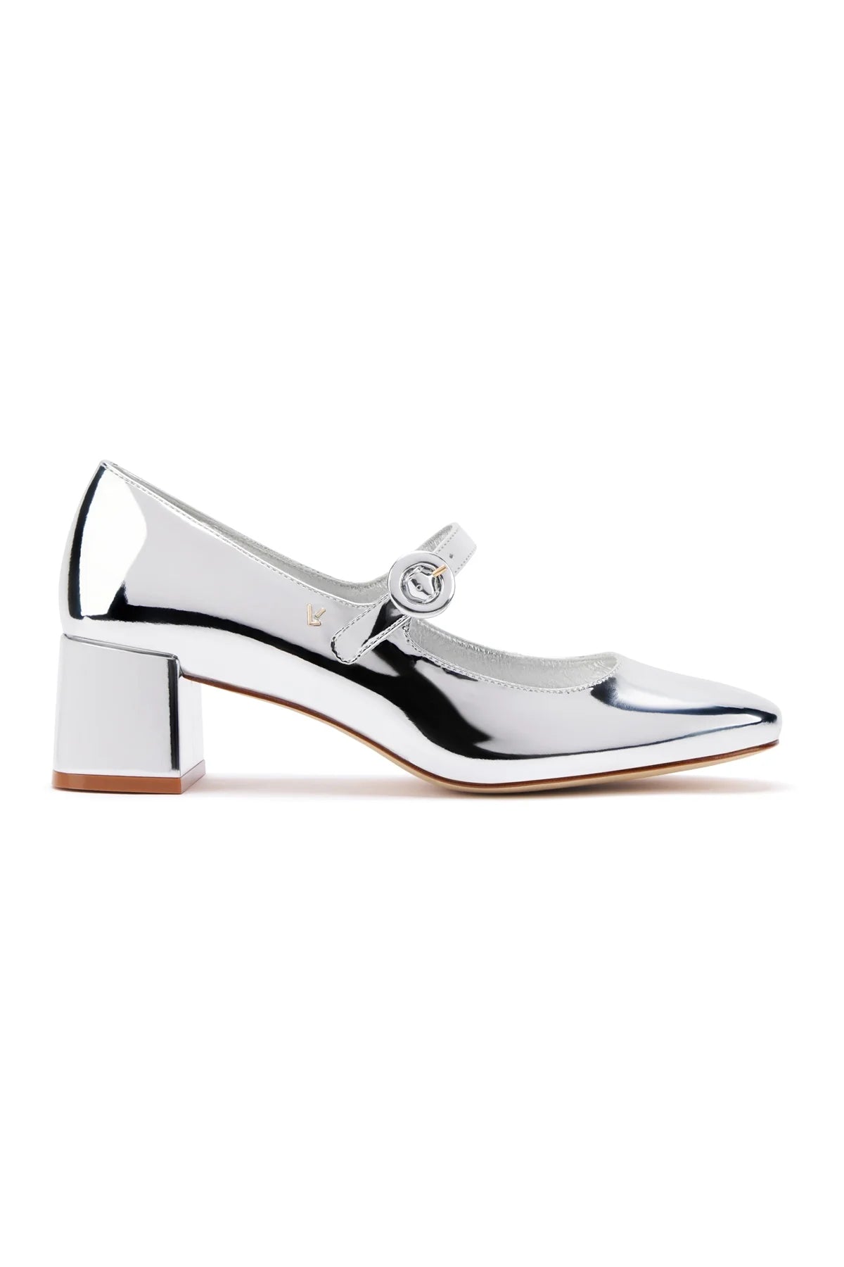 Larroude Blair Block Pump In Silver Specchio