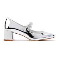 Larroude Blair Block Pump In Silver Specchio
