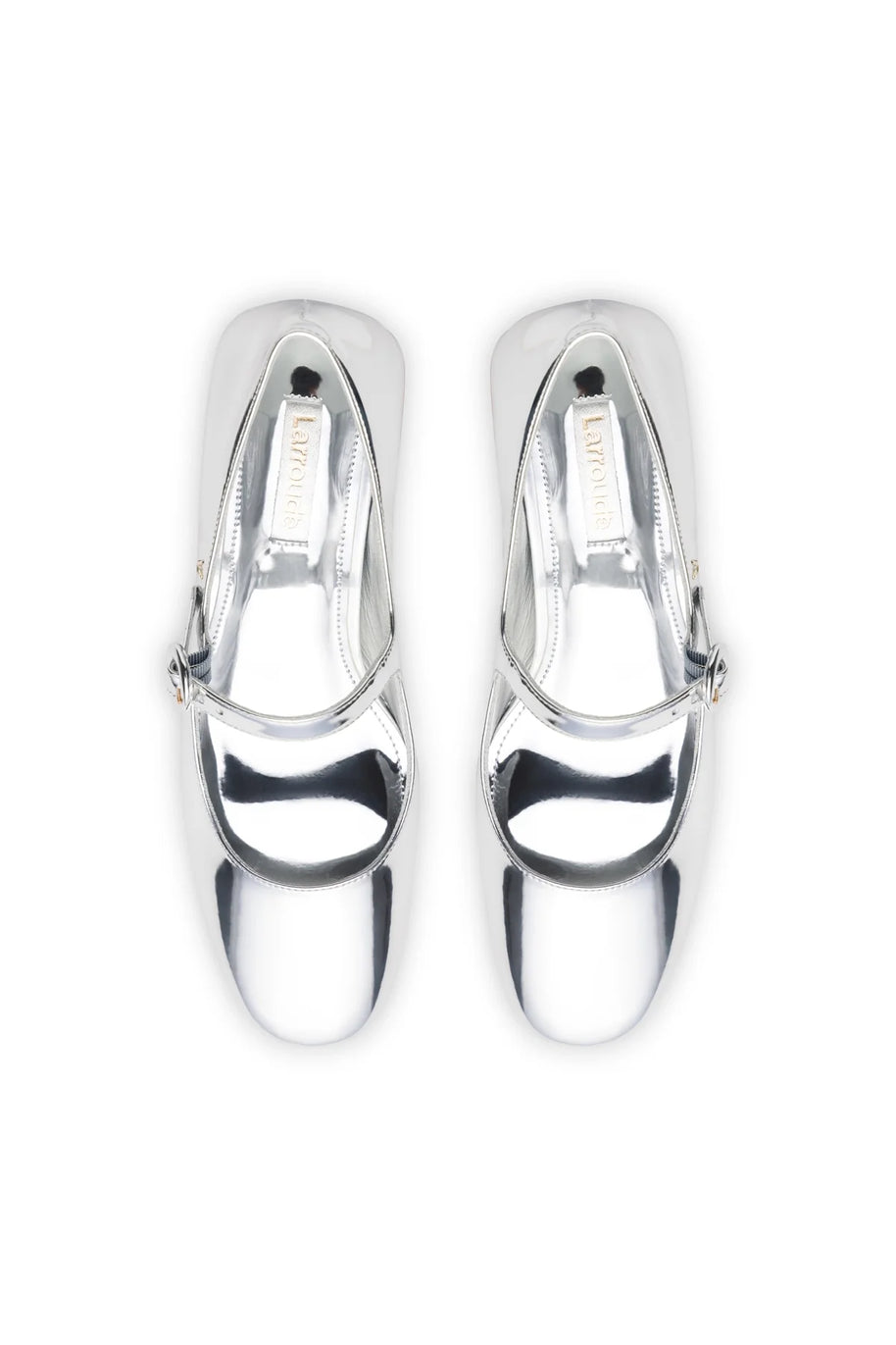 Larroude Blair Block Pump In Silver Specchio