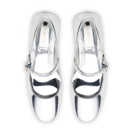 Larroude Blair Block Pump In Silver Specchio