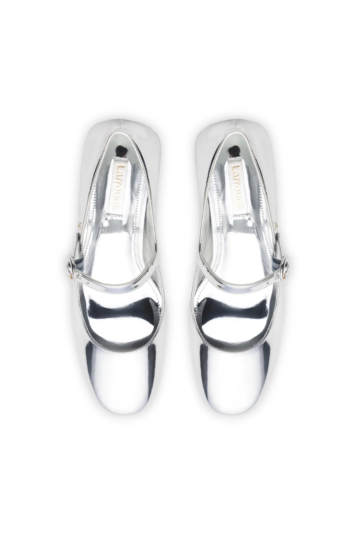 Larroude Blair Block Pump In Silver Specchio