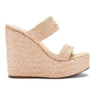 Larroude Pamela Wedge In Natural Raffia