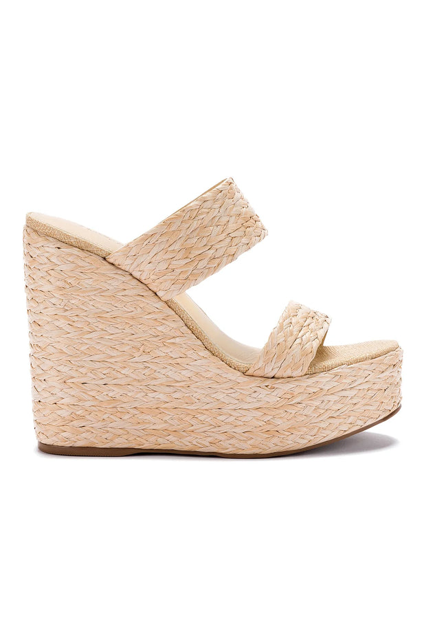 Larroude Pamela Wedge In Natural Raffia