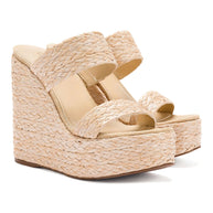 Larroude Pamela Wedge In Natural Raffia