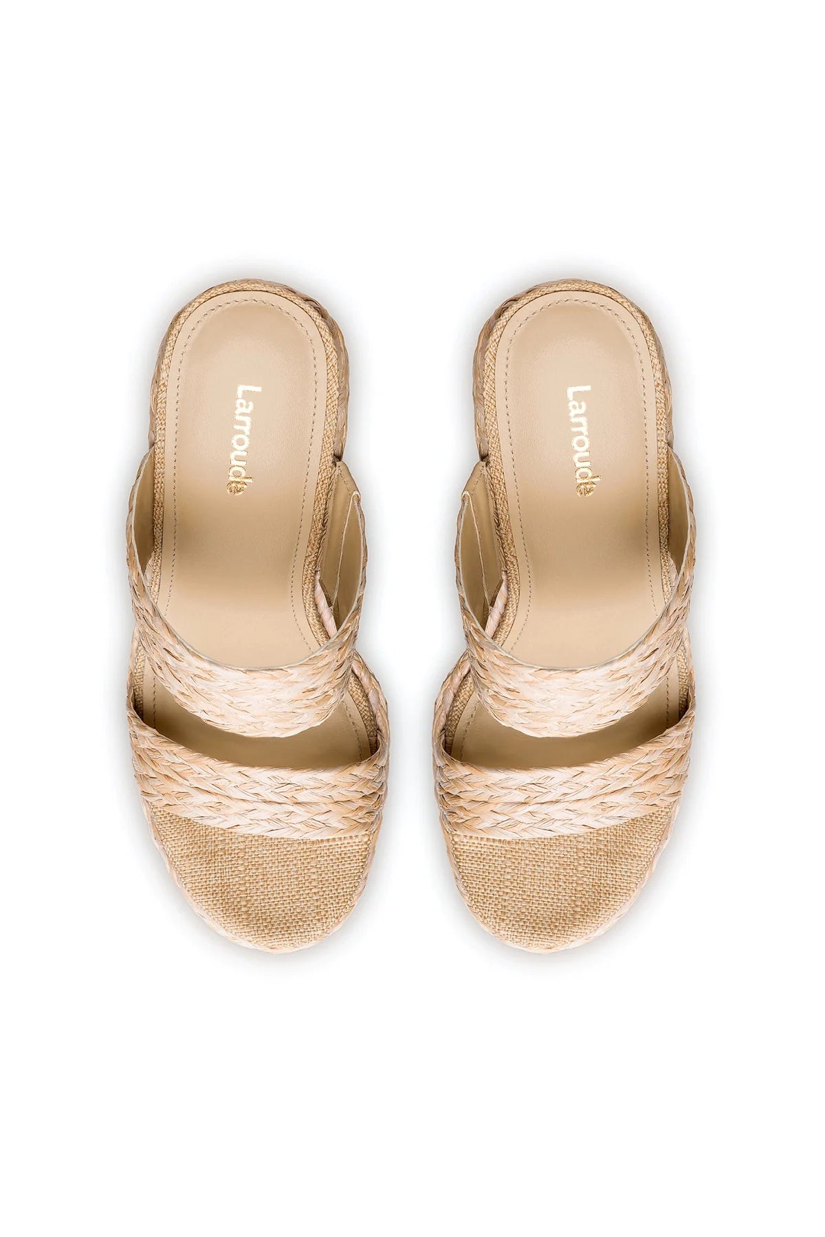 Larroude Pamela Wedge In Natural Raffia