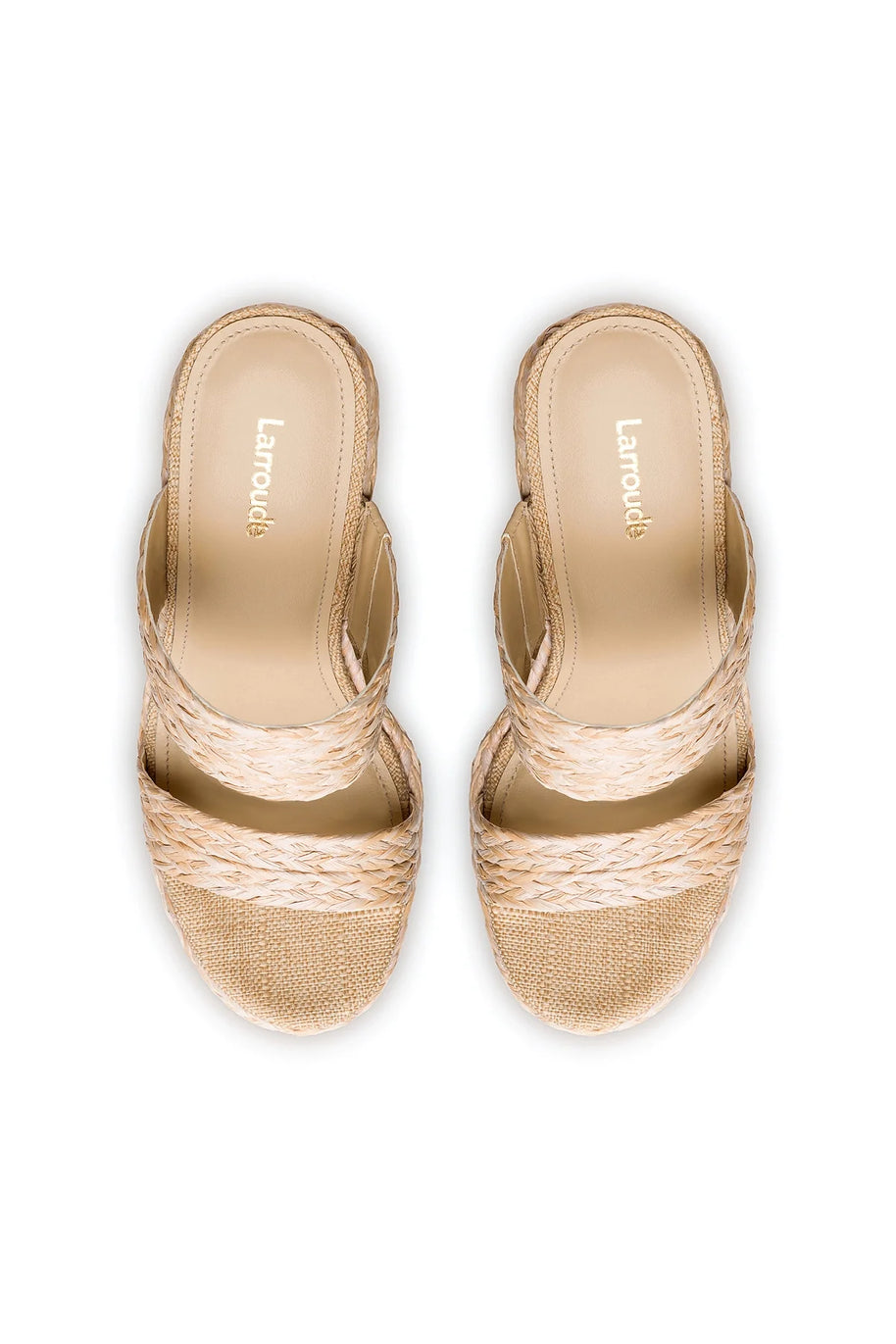Larroude Pamela Wedge In Natural Raffia