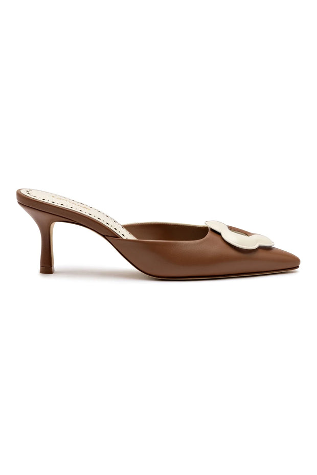 Larroude Flora Pump In Caramel and Ivory Leather