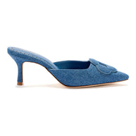 Larroude Flora Pump In Blue Stoned Denim